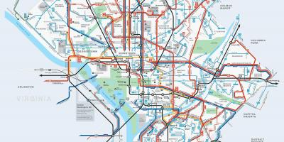 Vašingtone autobusų maršrutų žemėlapį