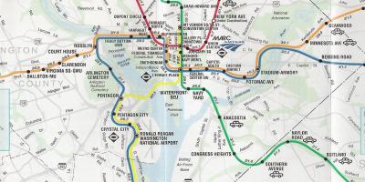 Vašingtone žemėlapį su metro stotelių