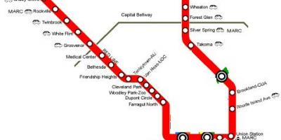 Washington dc metro raudona linija žemėlapyje