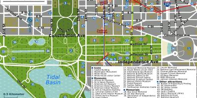 Vašingtonas national mall žemėlapyje
