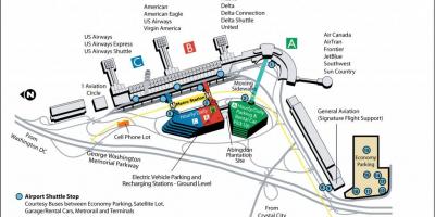 Žemėlapis oro uostų netoli vašingtono dc