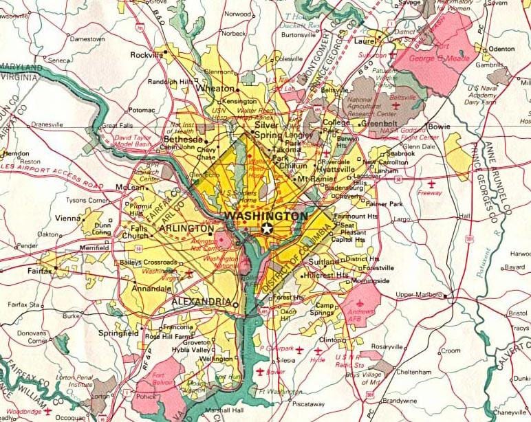 žemėlapis dc ir aplinkinių valstybių