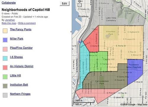 žemėlapis capitol hill kaimynystėje