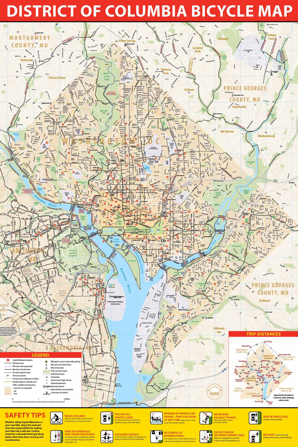 vašingtone dviračių žemėlapis