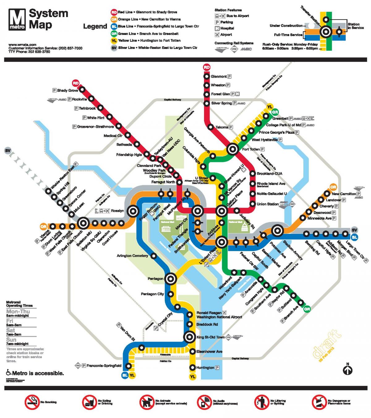 washington dc metro linija žemėlapyje