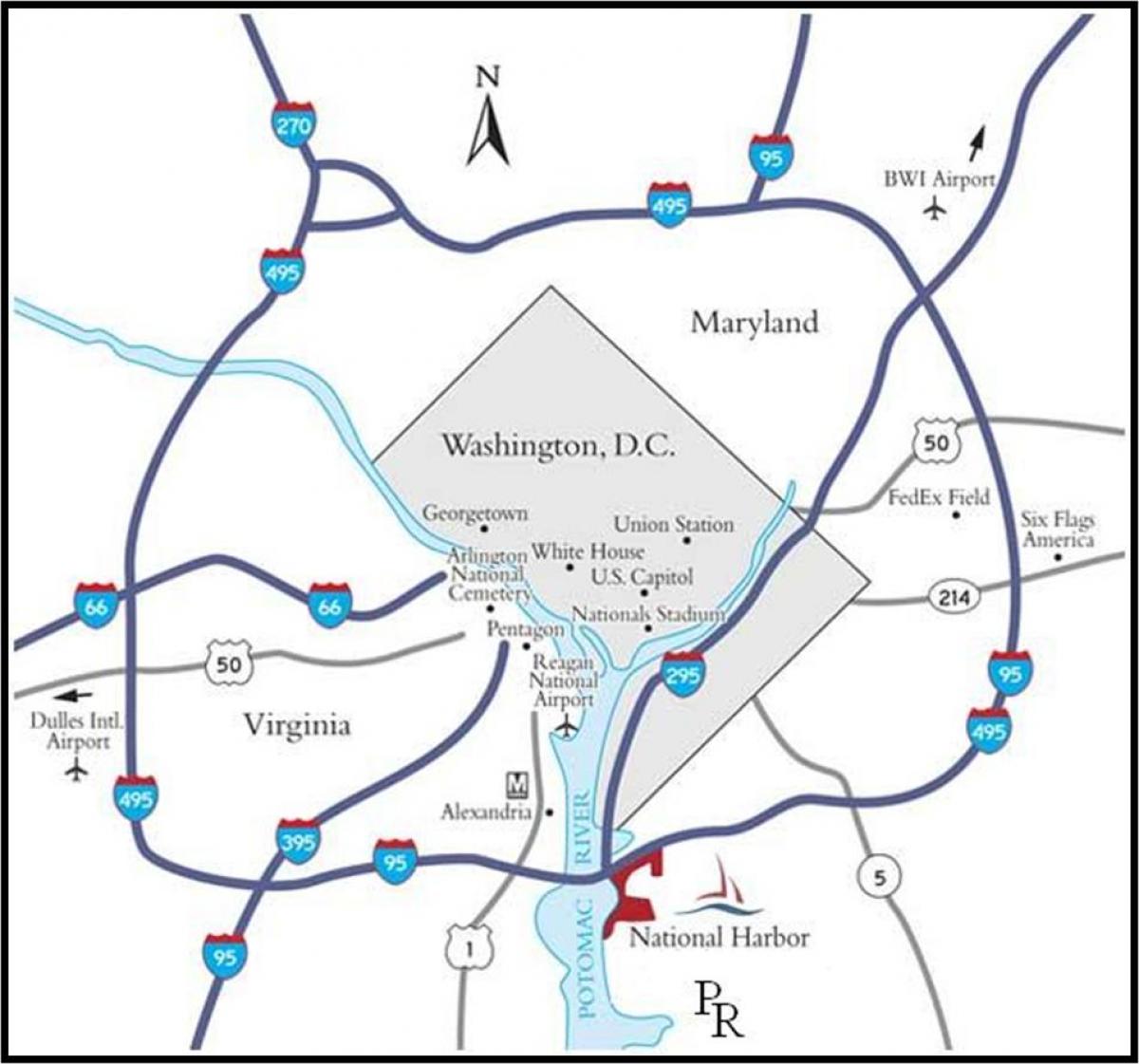 vašingtonas metropolinės zonos žemėlapis