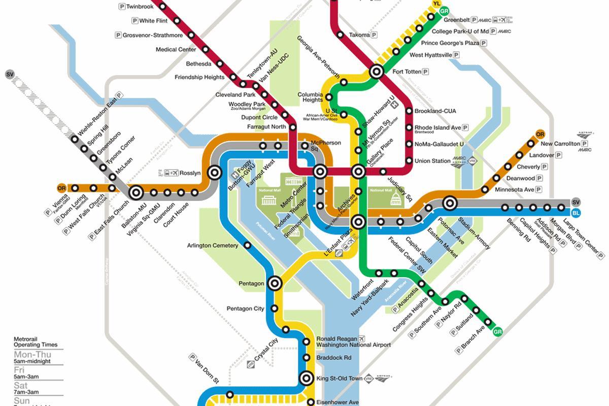 washington dc metro sistemos žemėlapis