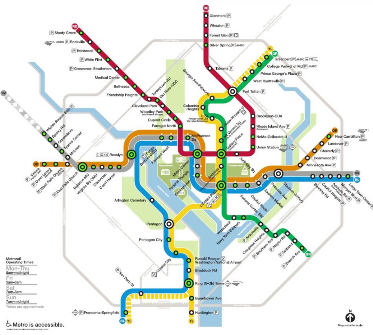 vašingtono metro stotis map