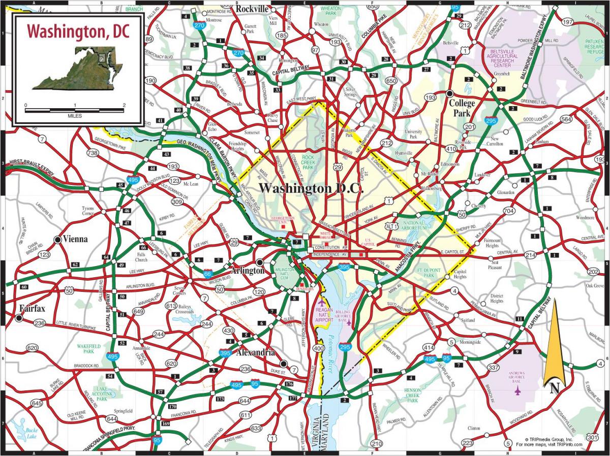 washington dc metro žemėlapis, gatvių perdanga