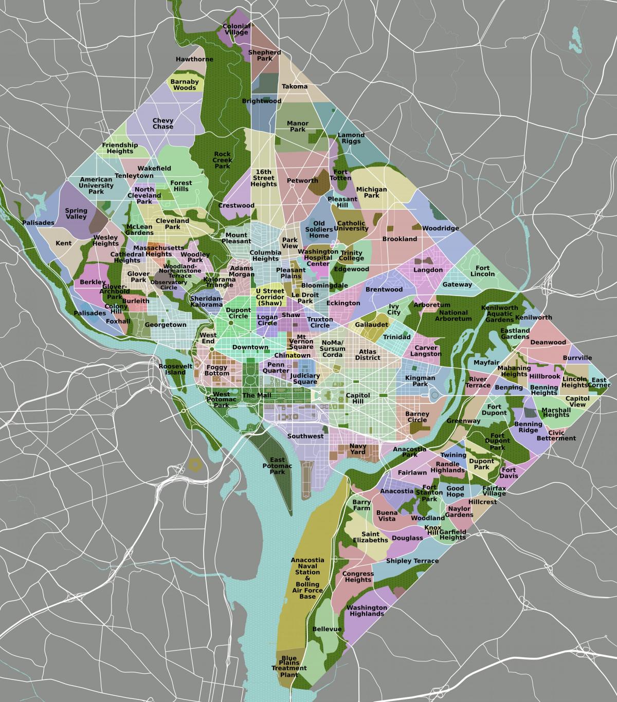 vašingtono apygardos žemėlapis