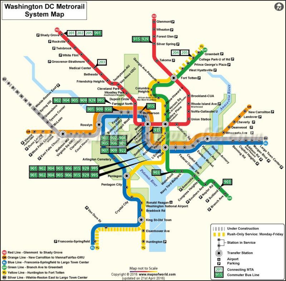 vašingtone tramvajų žemėlapyje