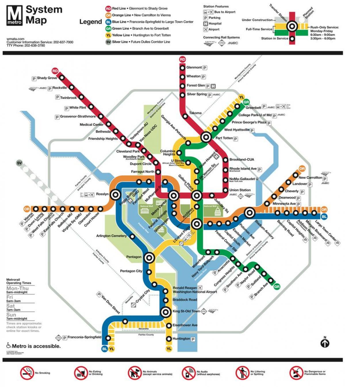 vašingtone viešojo transporto žemėlapis