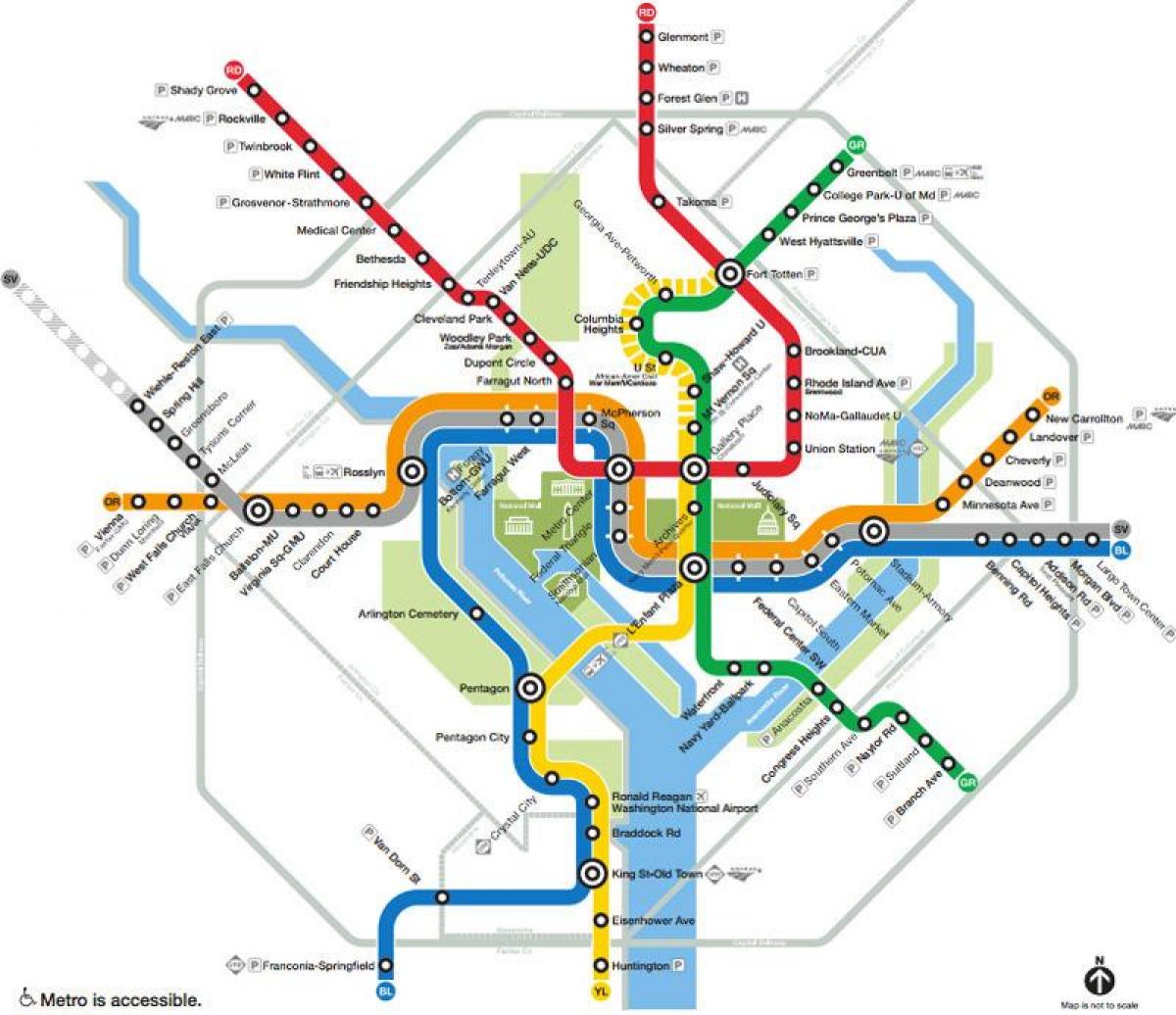 vašingtone traukinių žemėlapis