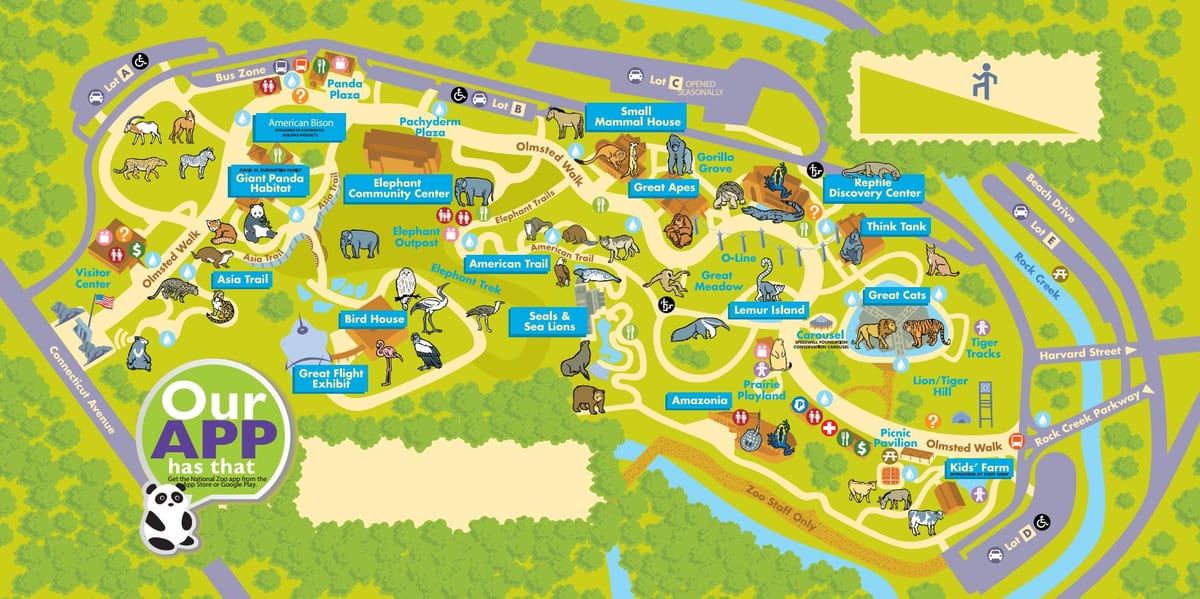 vašingtono zoologijos sode žemėlapyje