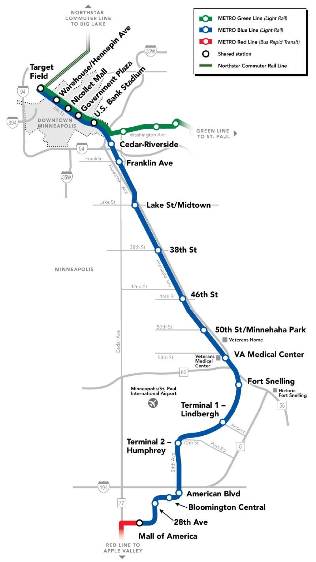 mėlyna linija dc metro žemėlapis