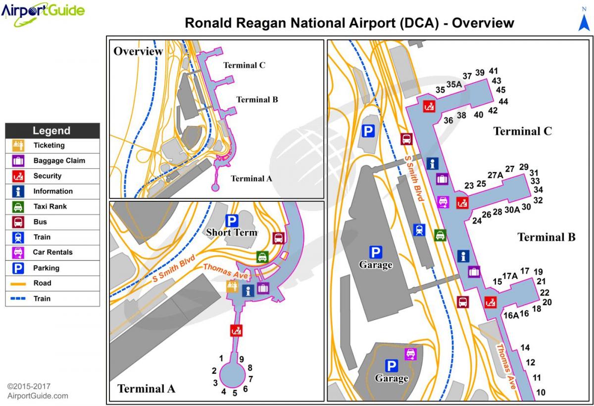vašingtono nacionalinis oro uostas map