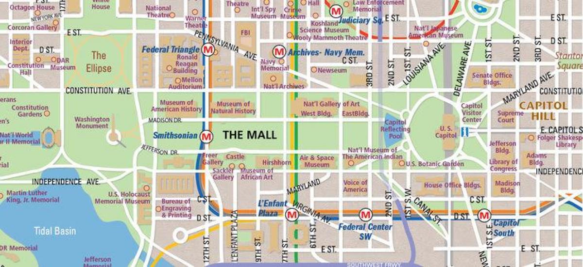 dc national mall žemėlapyje