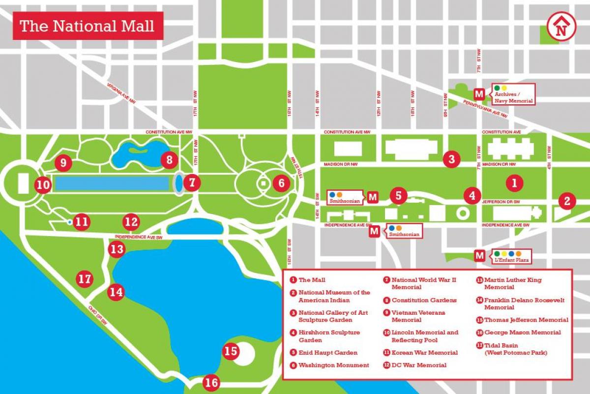 žemėlapis nacionalinė mall automobilių stovėjimo aikštelė