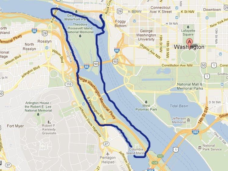 žemėlapis potomac upės vašingtono dc