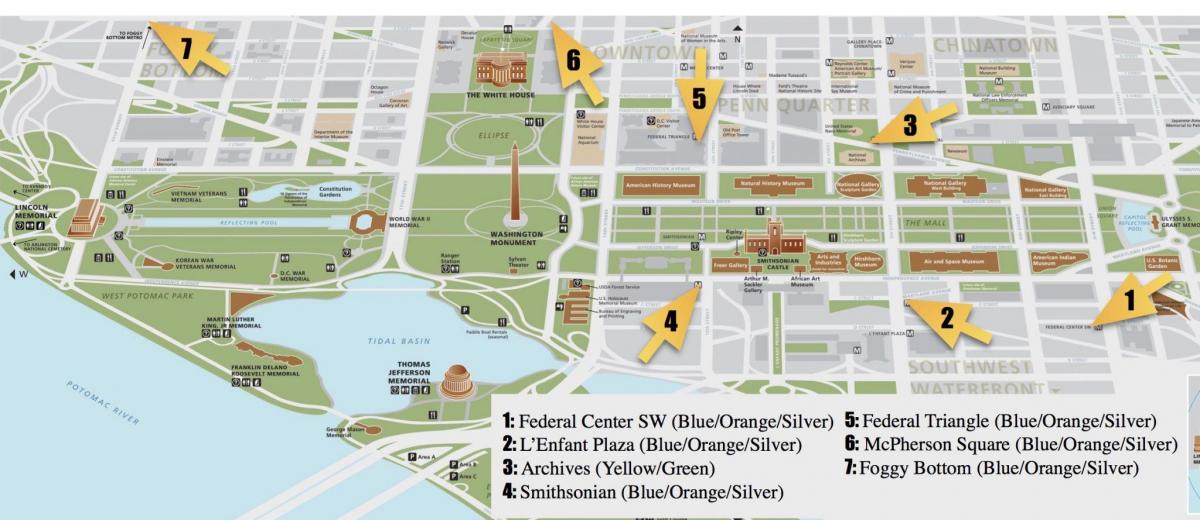 pėsčiomis žemėlapis vašingtone paminklai