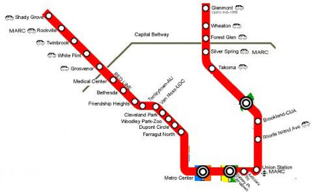 washington dc metro raudona linija žemėlapyje