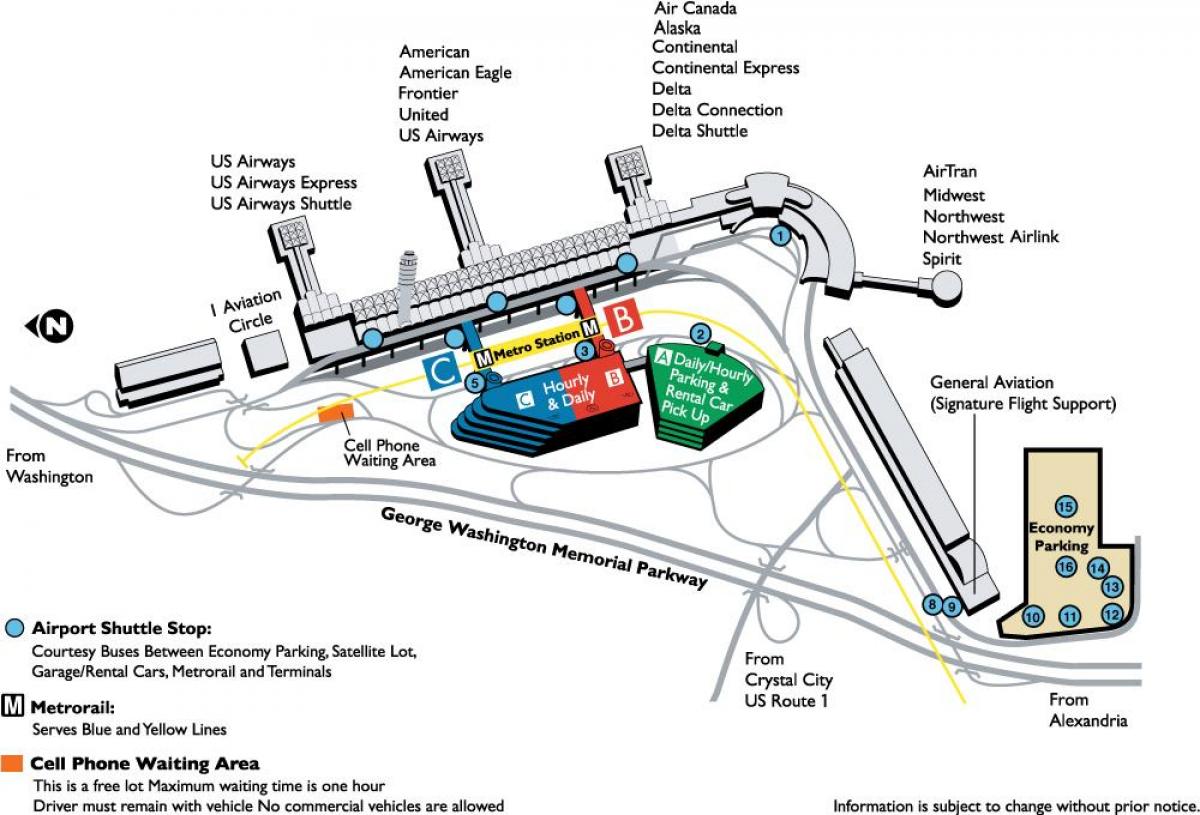 ronaldas reaganas vašingtono nacionalinis oro uostas map