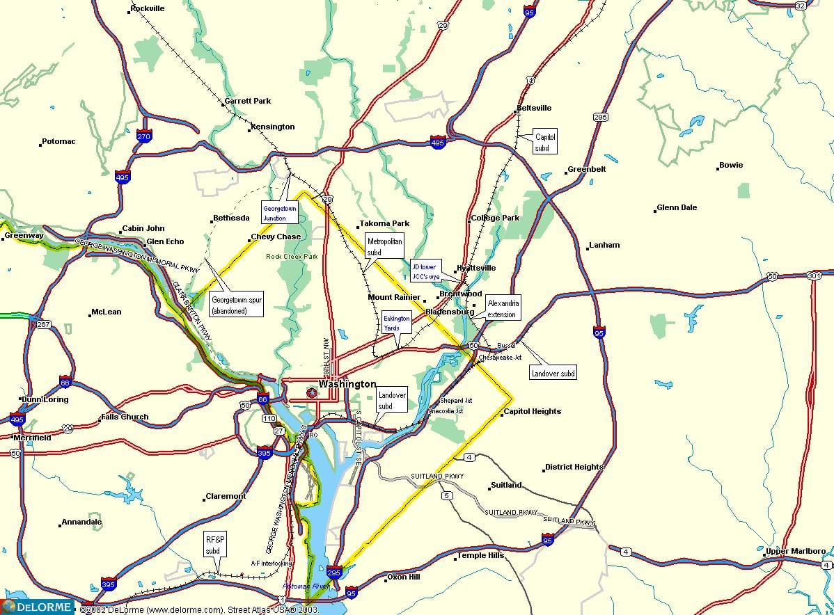 dc geležinkelių žemėlapis