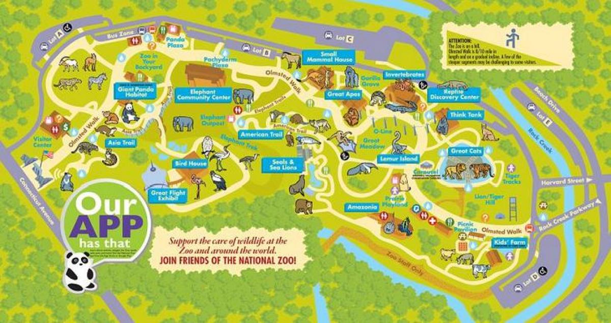 nacionalinis zoologijos sodas vašingtone žemėlapyje