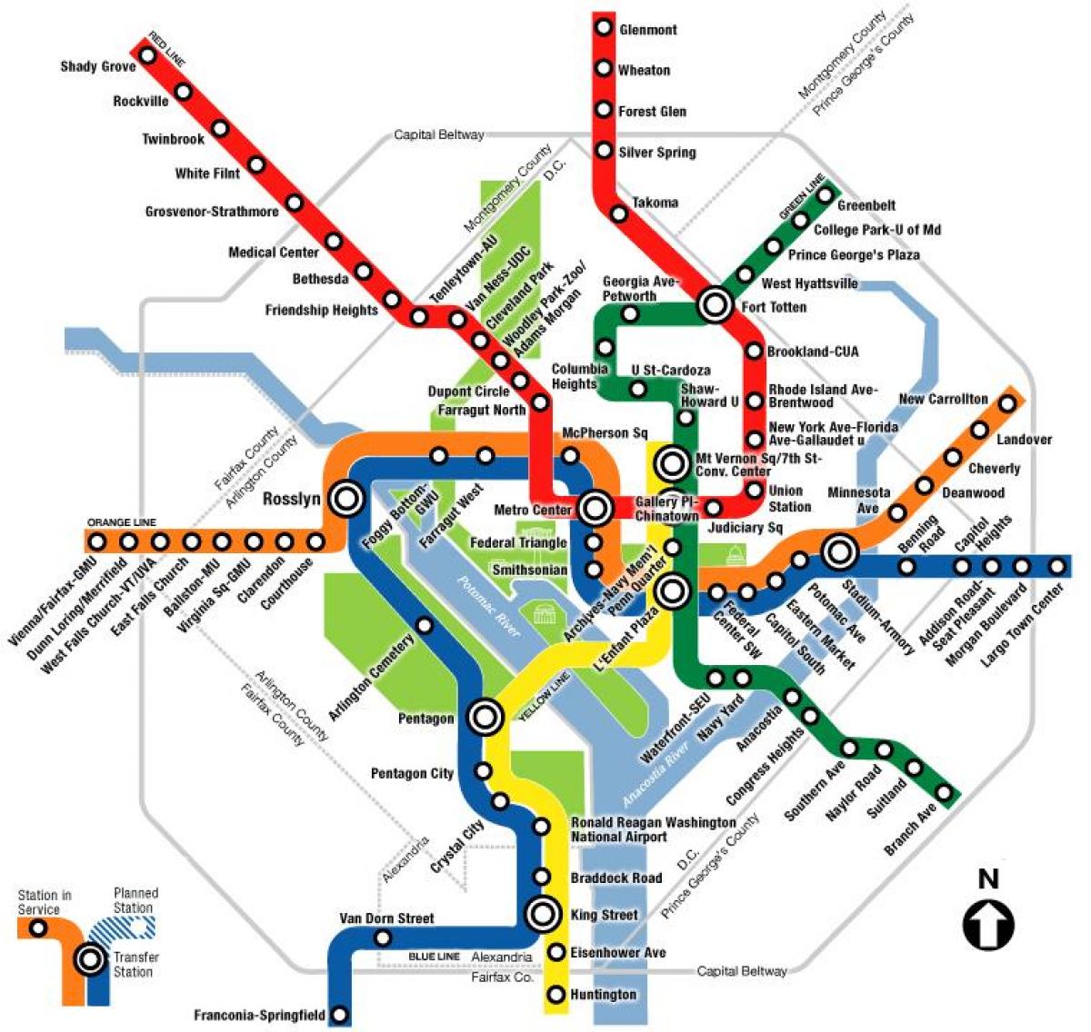 wa dc metro žemėlapis