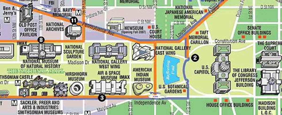 žemėlapis vašingtone muziejai ir paminklai