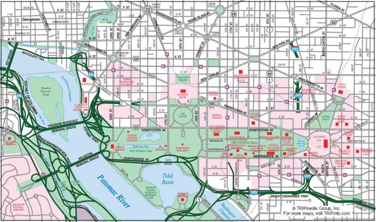 vašingtono miesto centro žemėlapis
