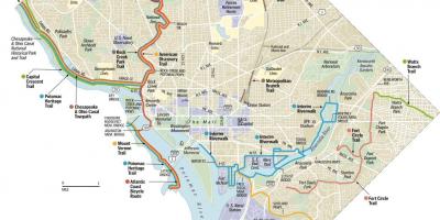 Vašingtone dviračių trasų žemėlapis
