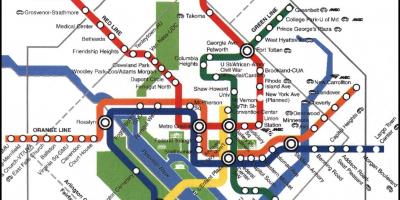 Washington dc metro traukinių žemėlapis