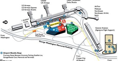 Ronaldas reaganas vašingtono nacionalinis oro uostas map