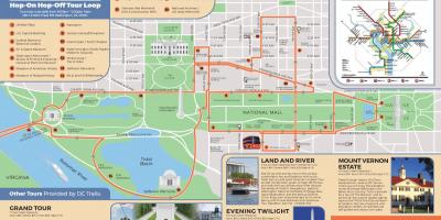 Vašingtone-hop on hop off autobusų maršruto žemėlapį